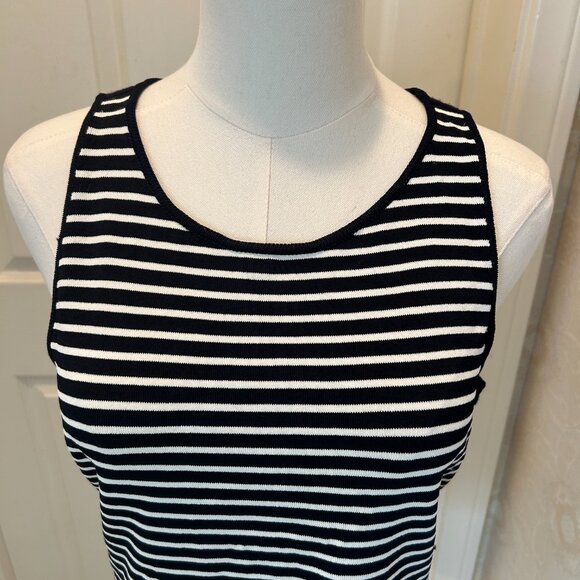 Adrienne Vittadini Striped Sleeveless Top in Women's Size Large Tank Black White - Picture 2 of 5